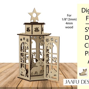 Lantern Laser Cut File, Christmas Lantern, Lantern SVG, Lantern for Holidays, cnc pattern, Christmas SVG, Lamp DXF