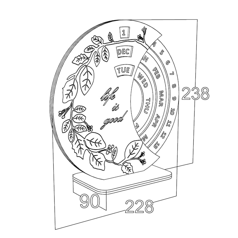 Calendar Laser Cut File Perpetual Calendar Vector CNC Cut Etsy UK