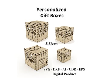 Customized Gift Box SVG, Laser Cut Gift Box Files, Glowforge file, Special Box Design, Box Pattern