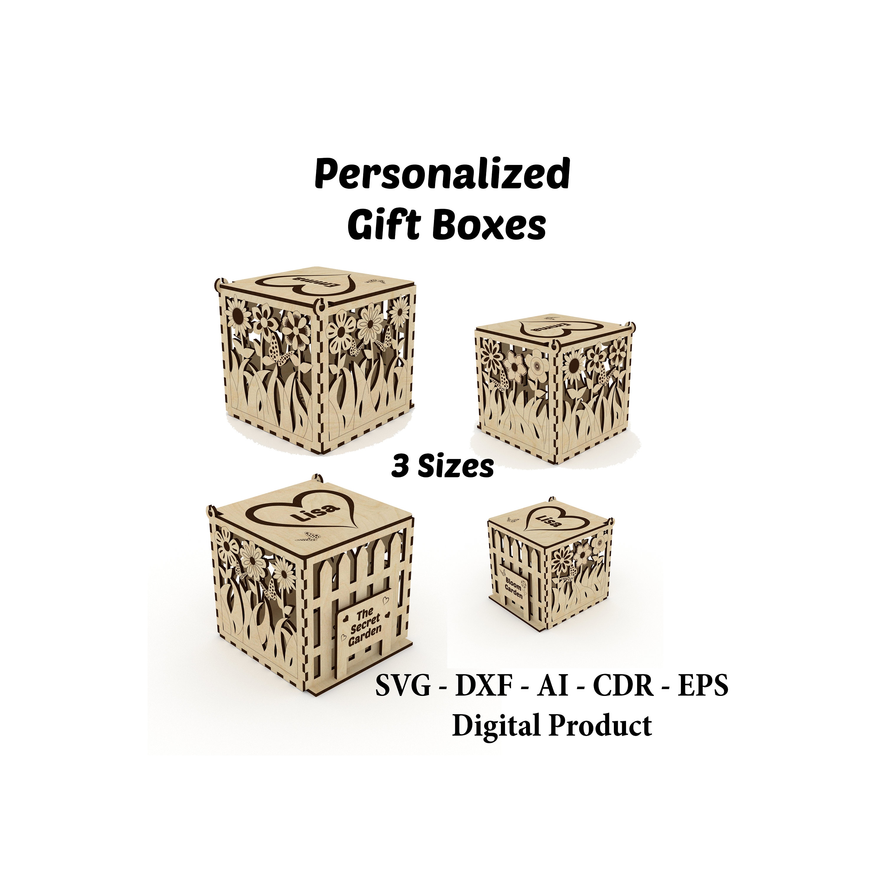 Customized Gift Box SVG Laser Cut Gift Box Files Glowforge - Etsy