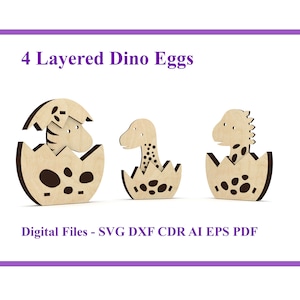 Layered Dino Eggs Laser Cut File, 3D puzzle, vector for CNC, vector file, vector cut file, digital vector art, cnc pattern, Dinosaur toy