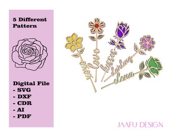Rose , Laser Cut Out Art Valentine Day Acrylic wood, Laser cut file, Personalized lover, digital xoxo vector