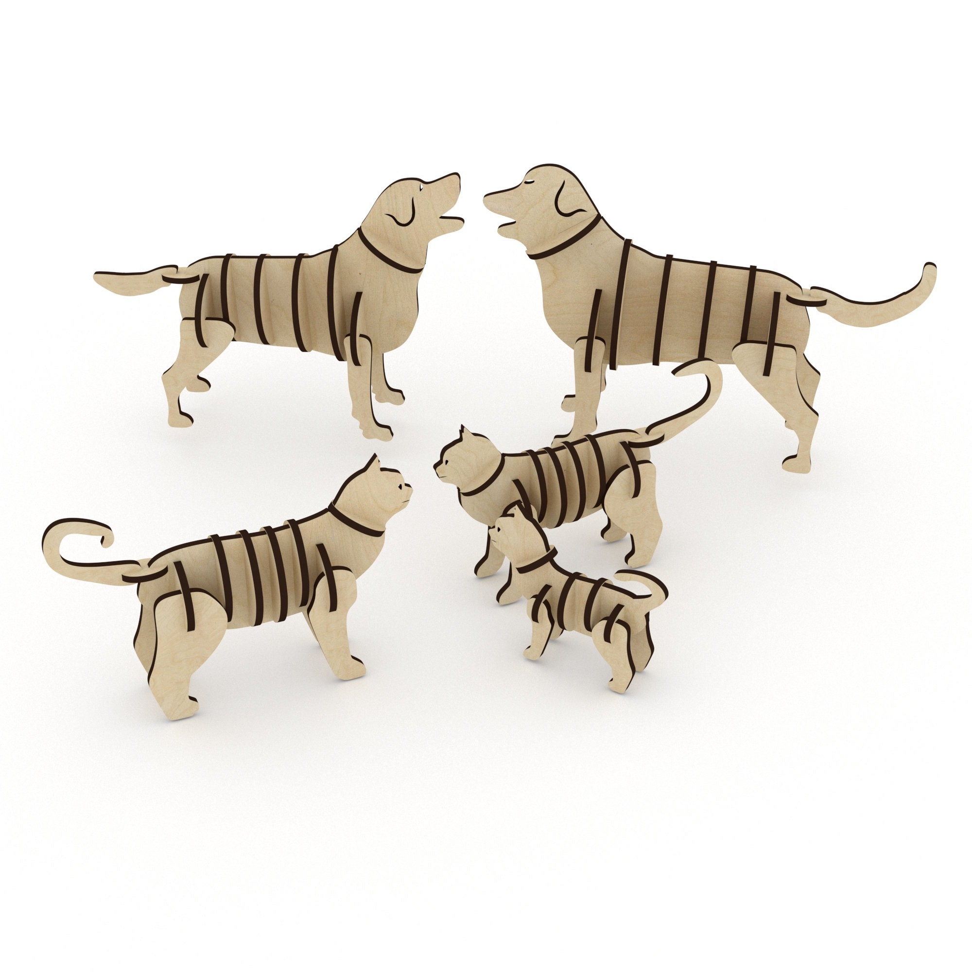 Pets Puzzle Laser Cut File, 3D Puzzle, Vector for CNC, Vector File