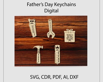 Glowforge Keychain File | Fathers Day Files | Tool Cut File | SVG Saw screwer set | Dad SVG