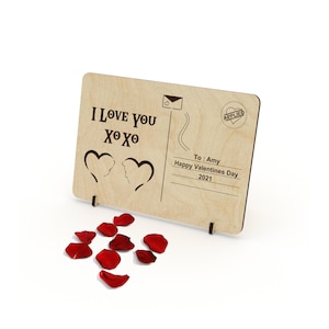 Valentinstag Postkarte, personalisierte Grußkarte SVG, Laser Cut Files, Postkarte Glowforge, Individuelle Karte