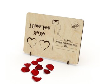 Valentines Day Postcard, Personalized Greetings Card SVG, Laser Cut Files, Postcard Glowforge , Customized card