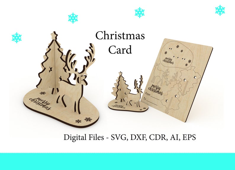 Christmas Card Laser Cut Files, Christmas Tree Gift, Christmas Souvenir Card, Cnc vector plan, Model Pattern File, Cnc Cut, DXF SVG Template 