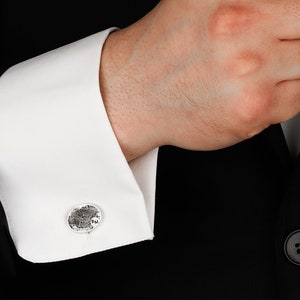 Gemelos de huellas dactilares, Eslabones de puños, Enlaces de puños personalizados, Padrinos de boda, Gemelos de boda del novio, Enlace del brazalete del padre, Regalo del Día del Padre para él