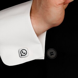 Whatsapp Cufflinks, Initials Cufflinks, Personalized Cuff Links, Groomsmen gift, Groom Wedding Cufflink, Cufflinks, Valentine&#39;s day Cufflink