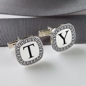 Gemelos iniciales para hombres, gemelos personalizados, gemelos de una sola letra, puños para bodas del novio, puños , regalo del día del padre para él