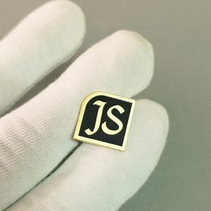 Gemelos con inicial JS en dorado y negro, regalo personalizado con monograma para él, accesorio de lujo para hombre, elegantes gemelos con inicial personalizada, regalo de San Valentín.