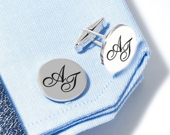 Personalized engraved 925 silver cufflinks, Initials Cuff link, Personalized Cuff Link, Groom Wedding Cuff links, Father's Day Gift For Him