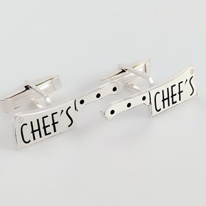 Personalized Chef Knife Cufflinks: Sterling Silver Groomsmen Gift