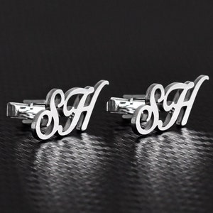 Gemelos personalizados, regalo para padrinos de boda, gemelos de boda para novios, regalo para el día del padre, regalo para el padre, gemelos con letras, gemelos para el día de San Valentín