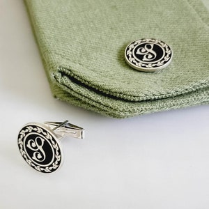 Classic Monogram Cufflinks Personalized Initial Formal Mens Gift