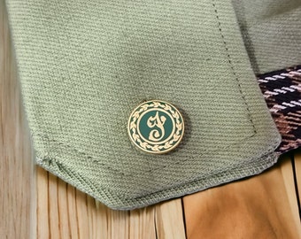 Gemelos con iniciales en plata de ley: regalo personalizado para padrinos de boda, accesorios con monograma personalizado para hombre, joyería de lujo hecha a mano.
