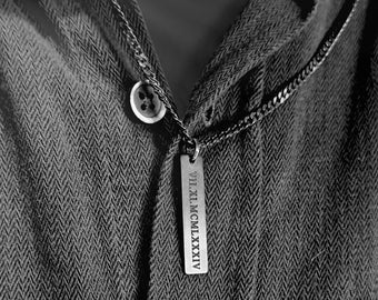 Personalisierte Bar Halskette - Gravierte Name oder Initialen, handgefertigter personalisierter Schmuck, einzigartiges Geschenk für Ihn