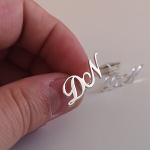Gemelos personalizados, regalo para padrinos de boda, gemelos de boda para novios, regalo del Día del Padre, Día del Padre, gemelos con letras, regalo del Día del Padre para él