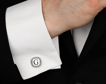 Gemelos con iniciales personalizadas en plata de ley, regalo para padrinos de boda, accesorios con monograma personalizado para hombre, joyería de lujo hecha a mano.