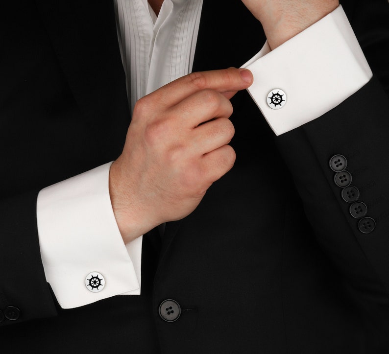 Groom Wedding Cufflinks Valentine/'s day Cufflinks Rudder Cufflinks Personalized Cuff Links Groomsmen gift CuffLlinks Father Cuff links