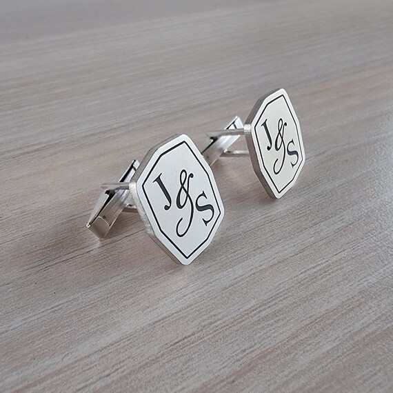 Boutons De Manchette Pour Hommes En Argent Massif 925 Avec Bande Mate
