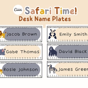 Zoo Safari Classroom Desk Labels / Elementary School Name Plates / Summer School Decoration / Printable Classroom Organization Tools