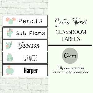 Editable Cactus Themed Name Tag Template / Cactus Classroom Theme / Editable Labels for Classroom / Name Tag Template / Cubby Label Template