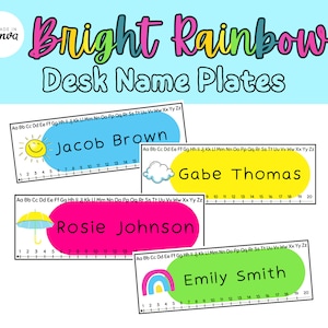 Printable Name Tags / Printable Label / Canva Template / Bright Rainbow Classroom Decor / Neon Classroom Theme / Classroom Organization