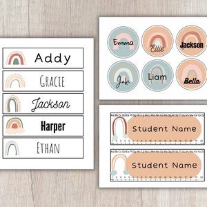 EDITIERBARE Boho Regenbogen Klassenzimmer Bündel / Boho Regenbogen Klassenzimmer Dekor / Elementare Klassenzimmer Printables / Ausdrucke für Lehrer