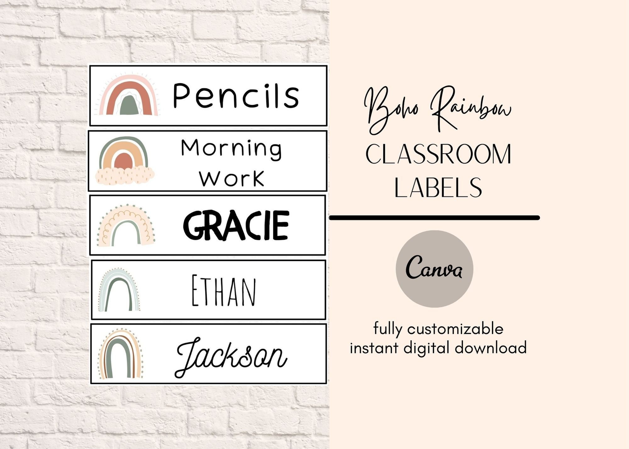 boho classroom name tags printable name tags boho etsy