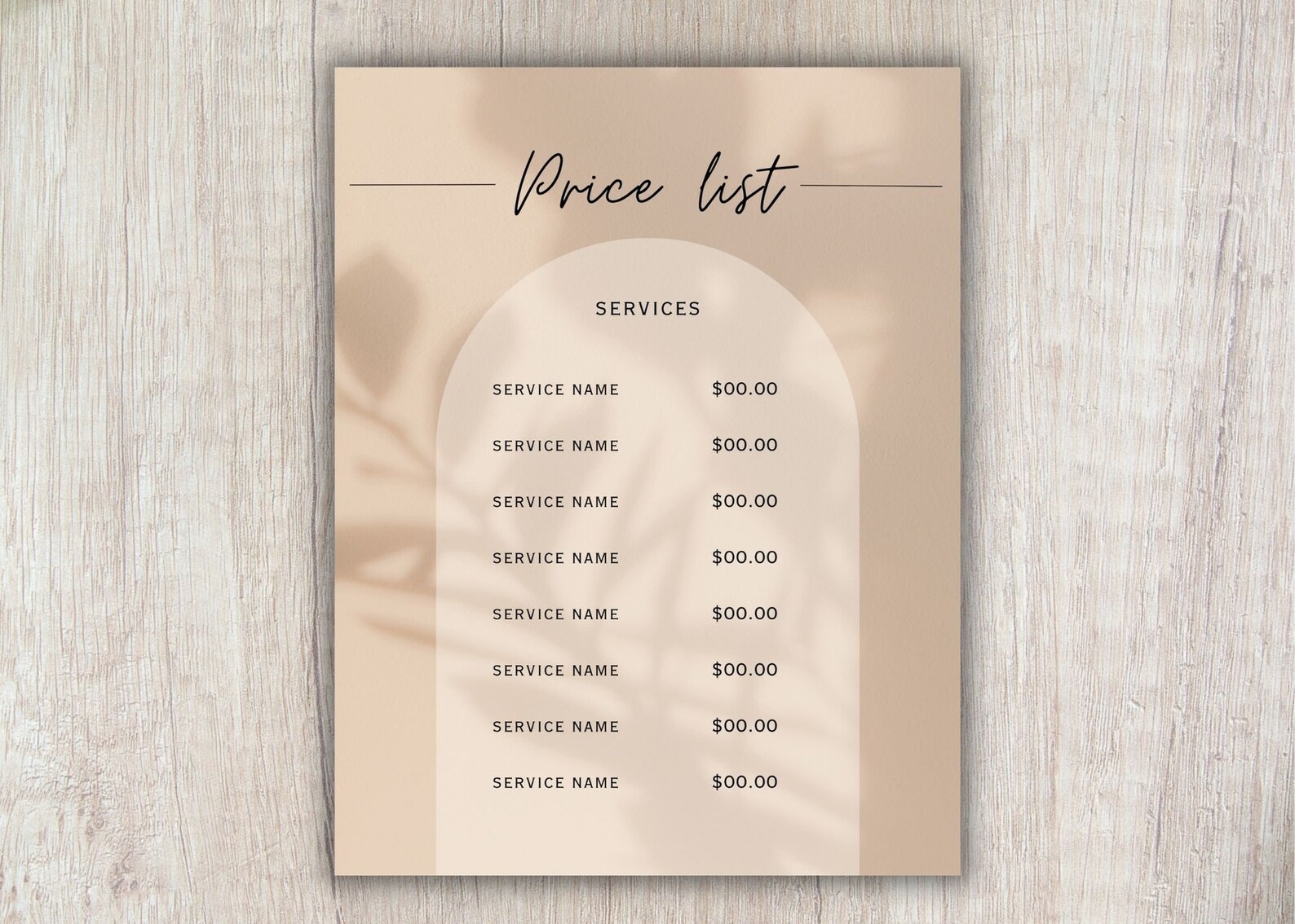 Editable Scan to Pay and Price List, Neutral Colored Customizable