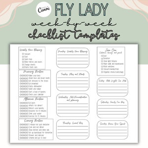 Fly Lady wekelijkse bewerkbare checklist schoonmaakroutine / ADHD-planner voor opruimen en organiseren / Fly Lady Control-dagboek / Voorjaarsschoonmaak