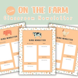 Classroom Newsletter Editable Template for Teacher / Farm Animal Barn Theme Classroom Decor Parent Communication Form Customizable Printable