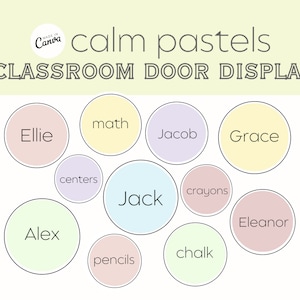 Pastel Colors Calming Classroom Name Tags / Printable Name Tags / Summer Class Theme / Editable Canva Template / Teacher Labeling Supplies