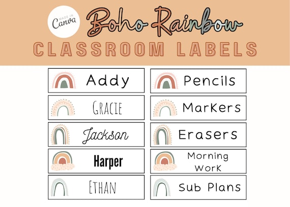 Whaline 144Pcs Boho Rainbow Name Tag Stickers Back To School Boho Classroom Decor 6 Styles Multipurpose Nametags Adhesive Desk Cubby Labels For School Office Teachers Students, 3.5 X 2.6 Inch - View #7