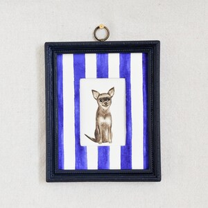 Chihuahua Acquerello Piccola Illustrazione Cane Dipinto Illustrazione Animale Domestico Incorniciato Aquarelle Opera D'Arte