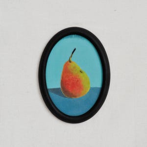PERA Originale Dipinto ad olio con cornice Natura morta Originale Frutta Arte Con Cornice Pera Decorazione da Parete Cornice Ovale