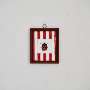 Coccinella Originale Acquerello Opera d'Arte Piccola Pittura Coccinella Miniatura Botanica Illustrazione di Insetto Dipinto Incorniciato Casa Piccola Decorazione da Parete