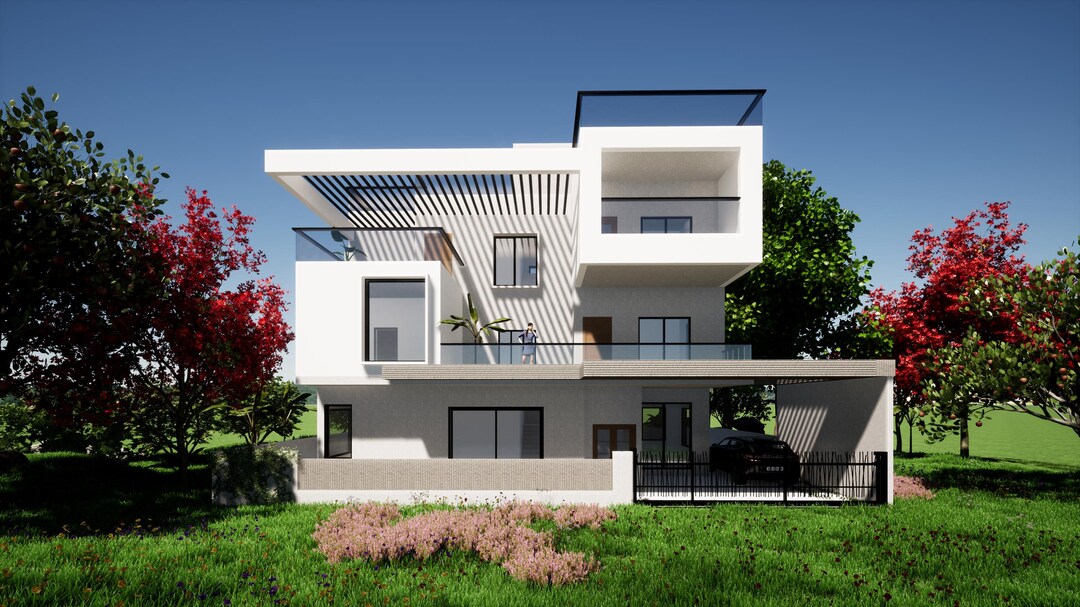 Plan maison 2D, 3D, Plan revit , Plan maison moderne sur commende ...