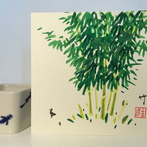 Carta originale dipinta a mano, carta per il capodanno cinese, bambù, carta per il capodanno lunare, biglietto di auguri, regalo per lui, biglietto di compleanno, carte squisite