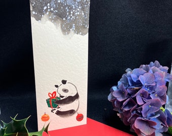 Personalisierte Panda Weihnachtskarte, originale handgemalte Karte, Pandabär, Baby Weihnachtskarte, 1. Weihnachten, personalisierte Weihnachtsbotschaft