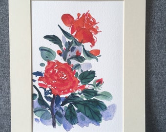 Original watercolour painting, 5x7 inches, roses, flower, Anniversary, Valentine’s, Mother’s Day, Home décor, gift for her, gift for mum