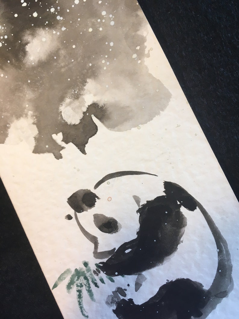 Panda Christmas card, original hand painted card,, Chinese painting, Panda bear, Baby card, greeting card, exquisite card image 6