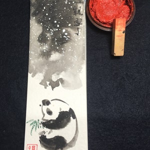 Panda Christmas card, original hand painted card,, Chinese painting, Panda bear, Baby card, greeting card, exquisite card image 8