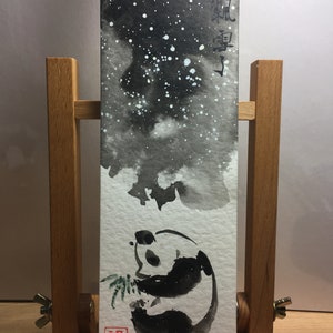 Panda Christmas card, original hand painted card,, Chinese painting, Panda bear, Baby card, greeting card, exquisite card image 3