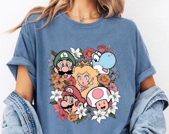 Komfort Farben Blumen Mario Bros. Tee: Super Mario Reise Shirt