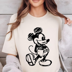 Komfort Farben Disney Mickey und Minnie Sketch Shirt, Mickey Minnie Family Paar Shirt, Disney Family Trip Tee, Disney Familien Urlaub T-Shirt