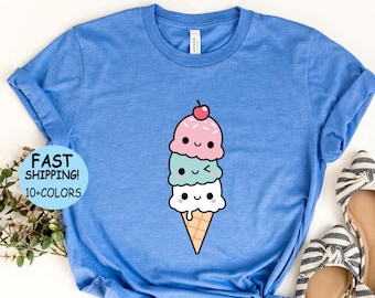 Eiscreme-Liebhaber-Hemd, Kawaii Eis-Sweatshirt, Feiertags-Eiscreme-Hemd, Eiscreme-T-Stück, Sommer-Eiscreme-Hemd, niedlicher Eiscreme-Hoodie