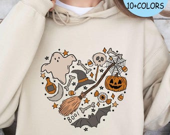 Sudadera con garabatos de Halloween: Camiseta divertida de calabaza, Camiseta de bruja