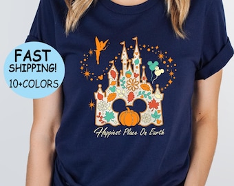 Disney Fall Castle Shirt, Happiest Place On Earth Fall Sweatshirt, Pumpkin Mickey Autumn T-Shirt, Disney Halloween Tee, Disney Thanksgiving